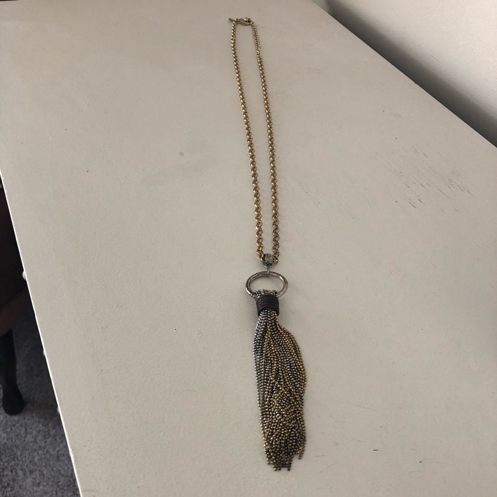 Long tassel gold and silver necklace